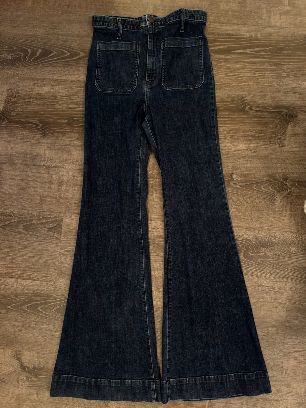 Show Me Your Mumu Farrah Trouser Flare Long Jeans Size 32 Dark Wash